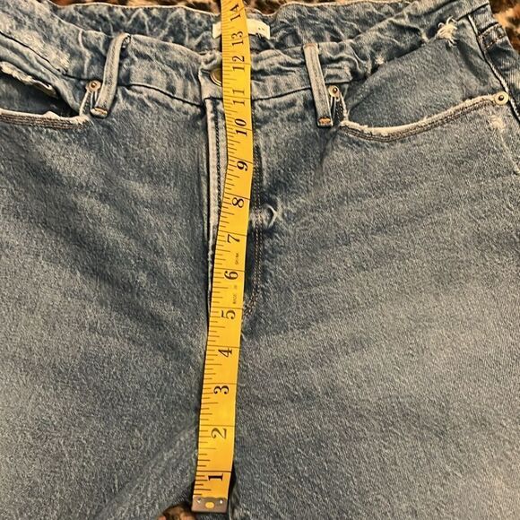 Good American Blue Distressed Ripped Denim Cropped Jeans Contemporary Festival - Picture 6 of 14